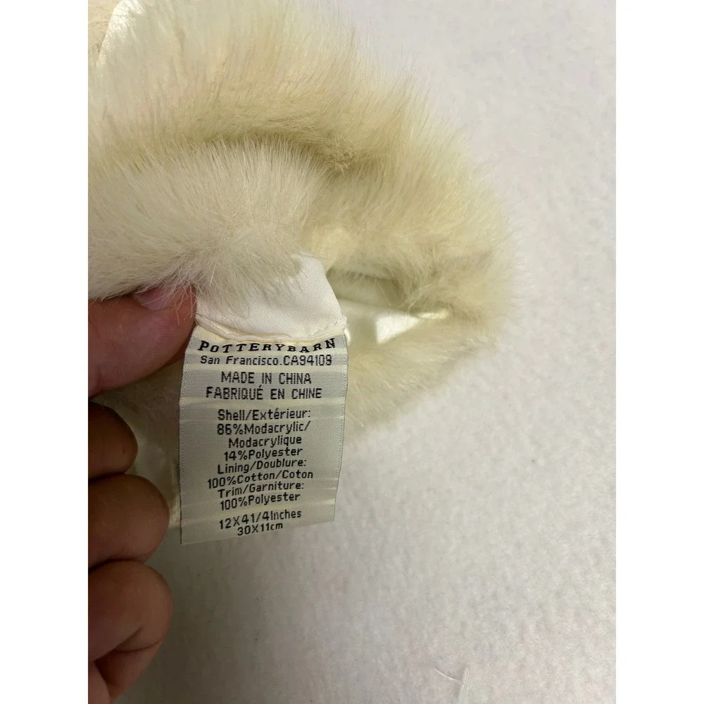 Luxury Glam Pottery Barn Ivory Faux Fur Wine Bottle Gift Bag Ribbon